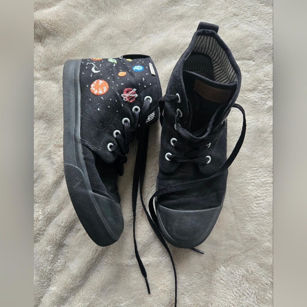 Bangs Universe Embroidered Planets Unisex High Top Sneakers